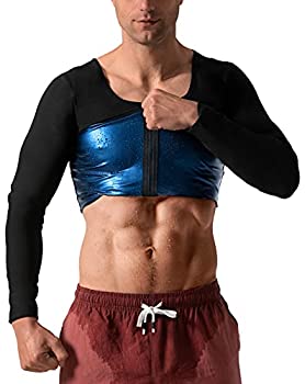 DYUAI メンズ サウナ長袖 ジッパー付き サウナスーツ ホットスウェットシャツジャケット サウナポリマーワークアウトトップ(BH6002、XXL、01)