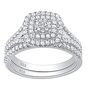 中古 輸入品 未使用 Wuziwen クラスター フラワー 結婚 婚約指輪 レディース スターリングシルバー キュービックジルコニア ホワイト Voli Me