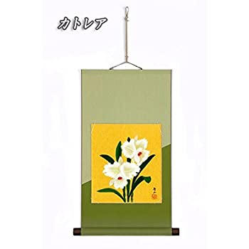 【中古】色紙掛/掛け軸 〔葛谷聖山 カトレア〕 長さ：57糎 つけ替える可 日本製