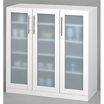 【中古】【未当て嵌める未開封】瑠璃扉食器棚/勝手もと納める 【幅90糎】 ミストガラス当て嵌める 『カトレア』 大静電容量 【精神的な統合】 ds-724424