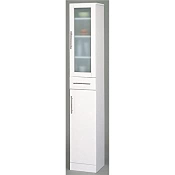 【中古】ガラス扉食器棚/キッチン収納 【スリムタイプ 幅30cm】 ミストガラス使用 『カトレア』 大容量 【組立】 ds-724422