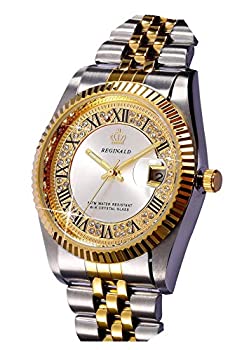 Fanmis Men Automatic MechanicalステンレススチールLuminous Moon PhaseスケルトンMilitary Watchシルバーホワイト