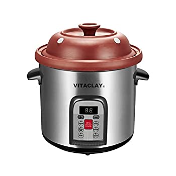 【中古】【未当て嵌める未開封】Vitaclay VM7800-5C Smart Organic Clay Multi-Crocks N\u0027 Stock Pot%ｶﾝﾏ% 6.5 quart%ｶﾝﾏ% Stainless Steel/Black by VitaClay