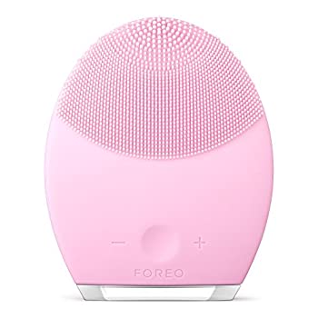 【中古】【未当て嵌める未開封】FOREO LUNA 2 for 並大抵ひと肌 電動洗顔毛はらい ケイ素樹脂製 音波振りまわす パールさくら色