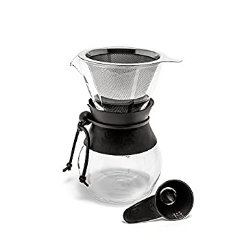 【中古】【未使用未開封】Yama Glass YAMCD4W ヒートスリーブ 再利用可能なステンレスコーンフィルター 注ぎコーヒーメーカー 20オンス