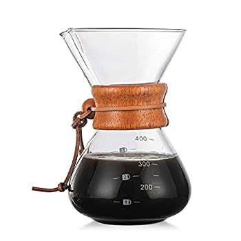 【中古】【未使用未開封】Liwes Pour Over コーヒーメーカー 400ml 高ホウケイ酸ガラス ハンドコーヒーポット 再利用可能なステンレススチールフィルター付き
