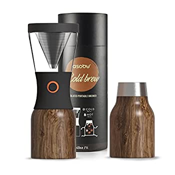 【中古】【未当て嵌める未開封】Asobu コールドブリュー 携帯型 コールドブリュー 珈琲製造業者 無意味さ断熱 1リッター ステンレス鋼スチール写真 18/8 ハラフェ BPA無償性 (木製