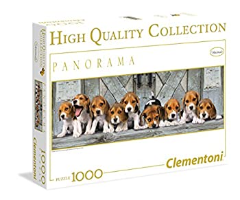 21超人気 中古 輸入品 未使用 1000ピース ジグソーパズル Clementoni ビーグル犬 子犬 Beagles Panorama 33 98cm