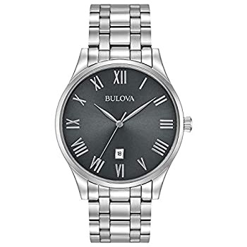 Bulova 96B261 メンズステンレススチールシルバーブレスレットバンドブラックスマートウォッチダイヤル