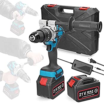 【中古】QISUO 電気ドリル、家庭用 80Nm 多機能 21V 電気ドリル 2 速度制御 3 つの作業モード 無段階速度調整 回転方法調整 20 ギアのトルク 調整可能な|AJIMURA-SHOP