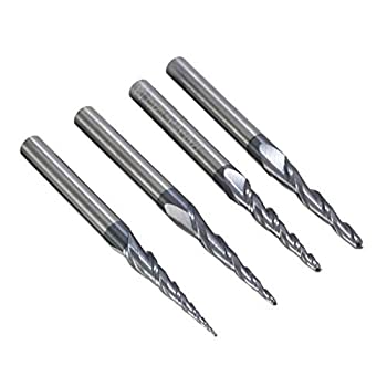 【中古】ZT-TTHG ツールR0.25 / R0.5 / R0.75 / R1.0mmサイドフライス切削4本2フルート超硬テーパーエンドミルボールノーズ