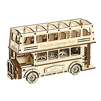 【中古】2 Pcs 3Dウッドパズルバスモデル | 材木謎合わせ頭の柔軟体操組み上げる手あそび - 仕立て上げる的な頭の柔軟体操とパズルゲームアセンブリモデル Allystyle