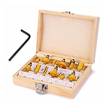 【中古】カーバイドミリングカッター 12ピース/セット木工ルータールータービット木材ナイフカーバイドエンダリトリミング彫刻切削工具6.35mmシャンク (C