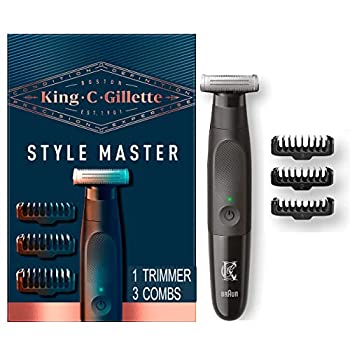 【中古】King C. Gillette ヒゲトリマー 男性用 コードレススタイルマスタートリマー 1個 4Dブレード1個 交換コーム3個付き 防水