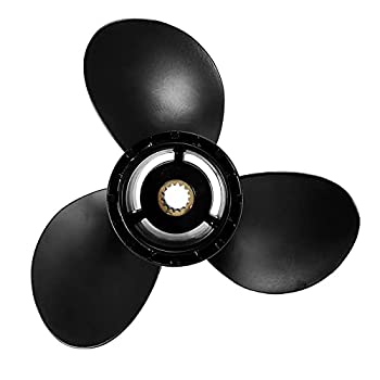 【中古】15-3のためのアルミ合金10 x 13マリンアウトボードプロペラ5HP 3ブレード14スプライン歯ブラック Jinlyp