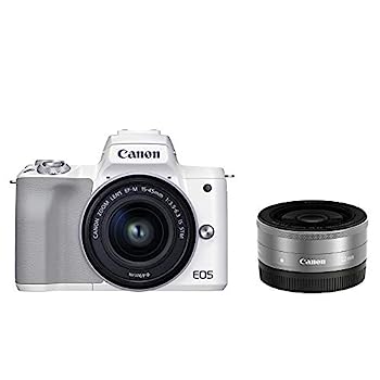 【中古】Canon ミラーレス一眼カメラ EOS Kiss M2 ダブルレンズキット ホワイト KISSM2WH-WLK｜AJIMURA-SHOP