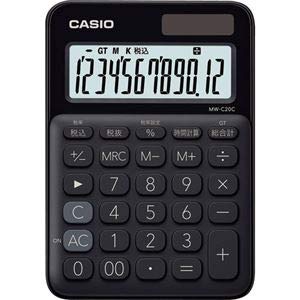 【中古】（まとめ）カシオ 派手計算器 ミニジャスト手合い12桁 黒いこと MW-C20C-BK-N 1台【×5仕掛ける】