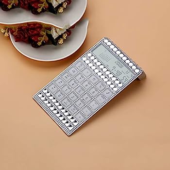 【中古】電卓 象眼細工のラインストーン電卓多機能超薄型モデル テンキー 事務用品 オフィス用品 仕事用 (Color : Silver)