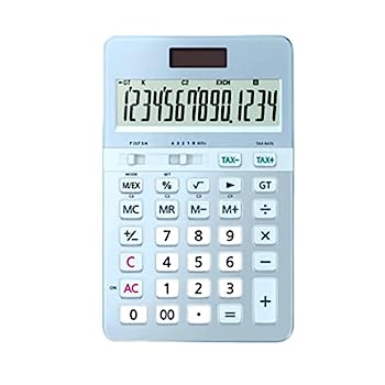 【中古】オフィスギフト ポータブル計算機メスビジネス14桁の表示タイプデュアル電源計算機多機能ミュート電卓 実用的 (Color : Light Blue)|AJIMURA-SHOP