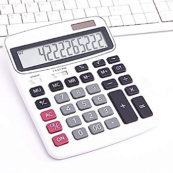 【中古】電卓 12桁電卓デュアルパワーコンピュータ太陽ミュート算術計算 オフィス、学生、仕事用 (色 : 白, Size : 15.3x18.5cm)