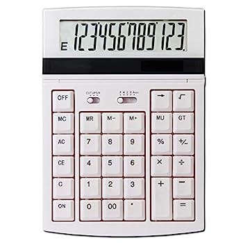 【中古】電卓 卓上計算機 おしゃれ 大画面のデスクトップオフィス電卓ポータブルソーラーのデュアルパワーサプライ 携帯便利 (色 : 白, Size : 19.4x14cm｜AJIMURA-SHOP