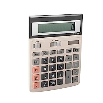 【中古】電卓 12桁電卓 大画面表示 大型ボタン 会計事務所デザイン デュアルパワー電卓 (ベージュ)｜AJIMURA-SHOP