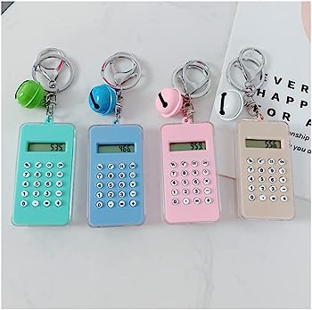 【中古】卓上電卓、オフィス電卓、電卓ミニ電卓キーチェーンデザイン電卓ポータブルかわいいスタイルキーリングベル電卓キャンディーカラーポケットバッ|AJIMURA-SHOP