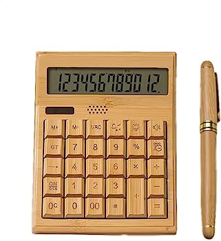 【中古】電卓 家庭用オフィス学校用の12桁の大型ディスプレイを備えた竹製木製ソーラー電卓標準機能デスクトップ電卓 (Color : B+gel pen)｜AJIMURA-SHOP
