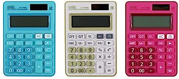 【中古】電卓 電卓 太陽電池 デュアルパワー 大型LCDディスプレイ 12桁 金融専用 標準機能電卓 ギフト用 電卓 ギフト (Color : Blue+White+Red)