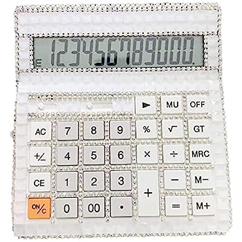 【中古】科学的 ラインストーンがちりばめられた電卓、オフィス/学校/家庭用の関数電卓、12桁のLEDディスプレイ卓上電卓、白 標準