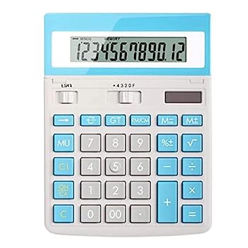 【中古】電卓、デスクトップ電卓 デスクトップ電卓 電卓、大型 LCD ディスプレイ ボタン 12 桁のデスクトップ ハンドヘルド電卓 デュアル パワー デスク｜AJIMURA-SHOP