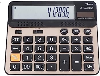 【中古】電卓、デスク電卓、オフィス電卓、卓上電卓、デスクトップ電卓 14 大型 LCD ディスプレイと敏感なボタンとバッテリーのデュアル電源標準機能｜AJIMURA-SHOP 7,878円