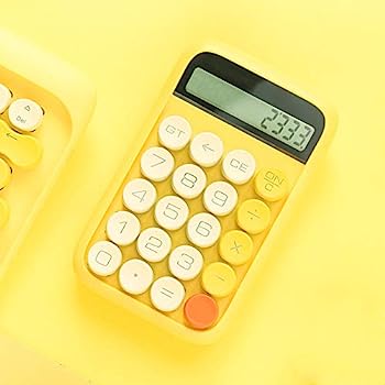 【中古】電卓 電卓レトロなドットメカニカルディスクボタンミニかわいい電卓算術計算 オフィス用品 (色 : Yellow, Size : 14.8x9.2cm)|AJIMURA-SHOP