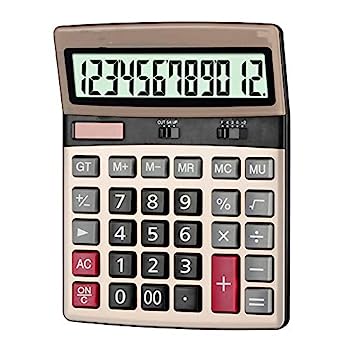【中古】電卓 12桁多機能電卓オフィス財務家庭用電卓デスクトップコンピュータ オフィス、学生、仕事用 (色 : Gold, Size : 17x13cm)