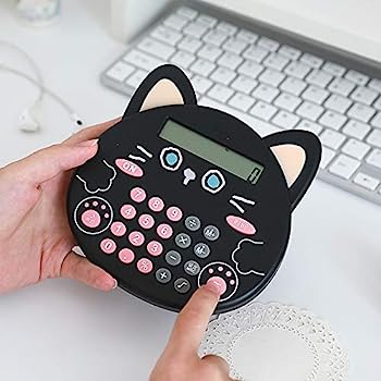 【中古】電卓 漫画のパーソナリティ電卓のクリエイティブコンピュータ電卓かわいいファッションピンク学生 自宅 ビジネス用 (色 : Black, Size : 13.5x13｜AJIMURA-SHOP