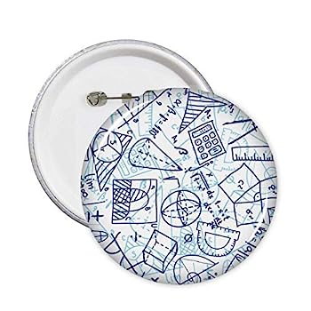 【中古】ブルー ハンドペイント 数学定規 電卓 イラスト ピン バッジ ボタン エンブレム アクセサリー デコレーション 5個