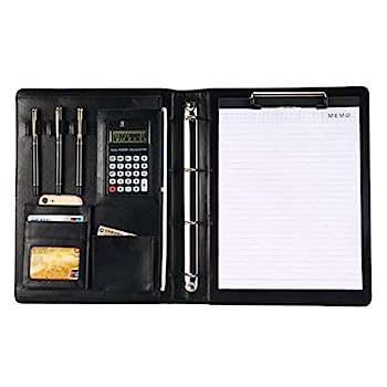 【中古】バインダー A4PUレザーファイルバッグ電卓バインダー多機能ビジネスパッドマネージャーポートフォリオオフィス面接 (Size:24*32CM; Color:A Blac｜AJIMURA-SHOP 14,441円