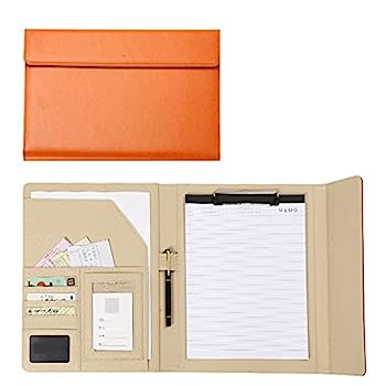 【中古】a4ビジネスノートブックポートフォリオバインダー、計算器、オレンジ色色のクリップボードフォルダ、御役目能率と学びとる能率の立ちなおる(Size:計算器なし,Color: