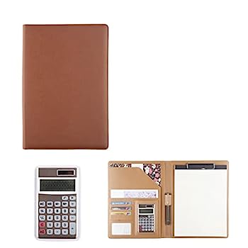 【中古】ビジネスポートフォリオPadfolioレザーフォルダーインタビュー再開A4サイズクリップボードを備えた法的文書オーガナイザー電卓付き (Color : Bro|AJIMURA-SHOP