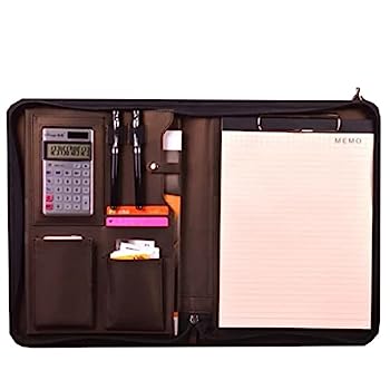 【中古】多機能バインダー A4 手帳カバー クリップボード ジッパー付き スマホポーチ 二つ折り 書類契約フォルダー 高級 ビジネスバッグ 名刺入れ 昇進