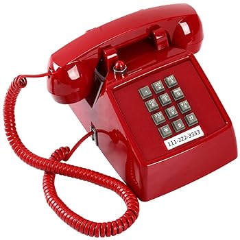 【中古】言い慣わし的な真っ赤くっ付ける電話を掛ける、メッセージインジケーター付き添い人レトロな吊りひも付き添い人電話を掛ける、古典派音楽な2500アナログデスクフォン、ビンテージコード付き添い人デ