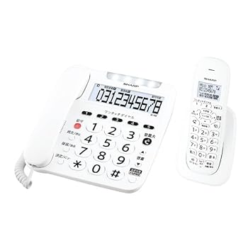 【中古】シャープ 電話機 コードレス 子機1台付き 迷惑電話対策機能付き 大きなボタン 聞きやすい大音量 ホワイト系 JD-V39CL｜AJIMURA-SHOP