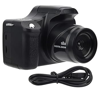 【中古】デジタルカメラ、18倍ズームポータブルブラックビデオカメラ、24MP写真撮影家族の集まり屋外旅行 ビデオ録画用(標準版)