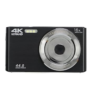 【中古】HDカメラ、16Xデジタルズームカメラ内蔵フィルライト44MP写真用ポータブル (黒)
