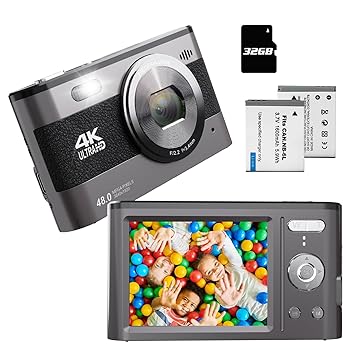 【中古】Vmotal 48MP デジタル写真機 4K (黒いこと) コンパクトデジタルカメラ-デジタルカメラ