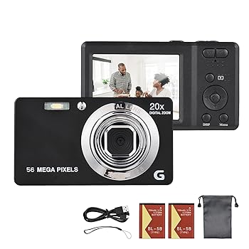 【中古】Namolit 2.7インチ TFT ポータブルデジタルカメラ 56MP 4K ウルトラHD 20倍ズーム オートフォーカス セルフタイマー 顔検出 揺れ防止 バッテリー｜AJIMURA-SHOP