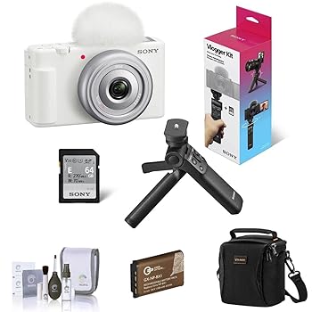 【中古】ソニー Vlog写真機 ZV-1F 白いことバンドル Vlogger 付属品一揃いの道具 備蓄蓄電池 ショルダーバッグ 洗い濯ぎ一揃いの道具 ACCVC1