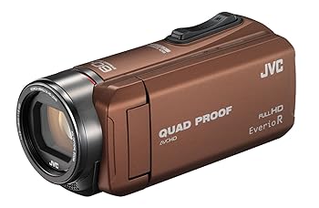 【中古】JVC ビデオカメラ Everio R 防水5m 防塵仕様 耐低温 耐衝撃 内蔵メモリー32GB ライトブラウン GZ-R400-T