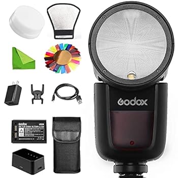 【中古】【Godox正規代理】GODOX V1-N カメラフラッシュNikon 用,76Ws 2.4G TTLラウンドヘッドスピードライト1/8000 HSS 480フルパワーショット 1.5sリサ