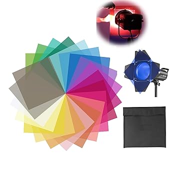 【中古】補正ジェルライトフィルター、22パックカラーオーバーレイ透明カラーフィルム、フォトスタジオライトビデオ写真ストロボ、舞台照明(30x30cm)、着|AJIMURA-SHOP